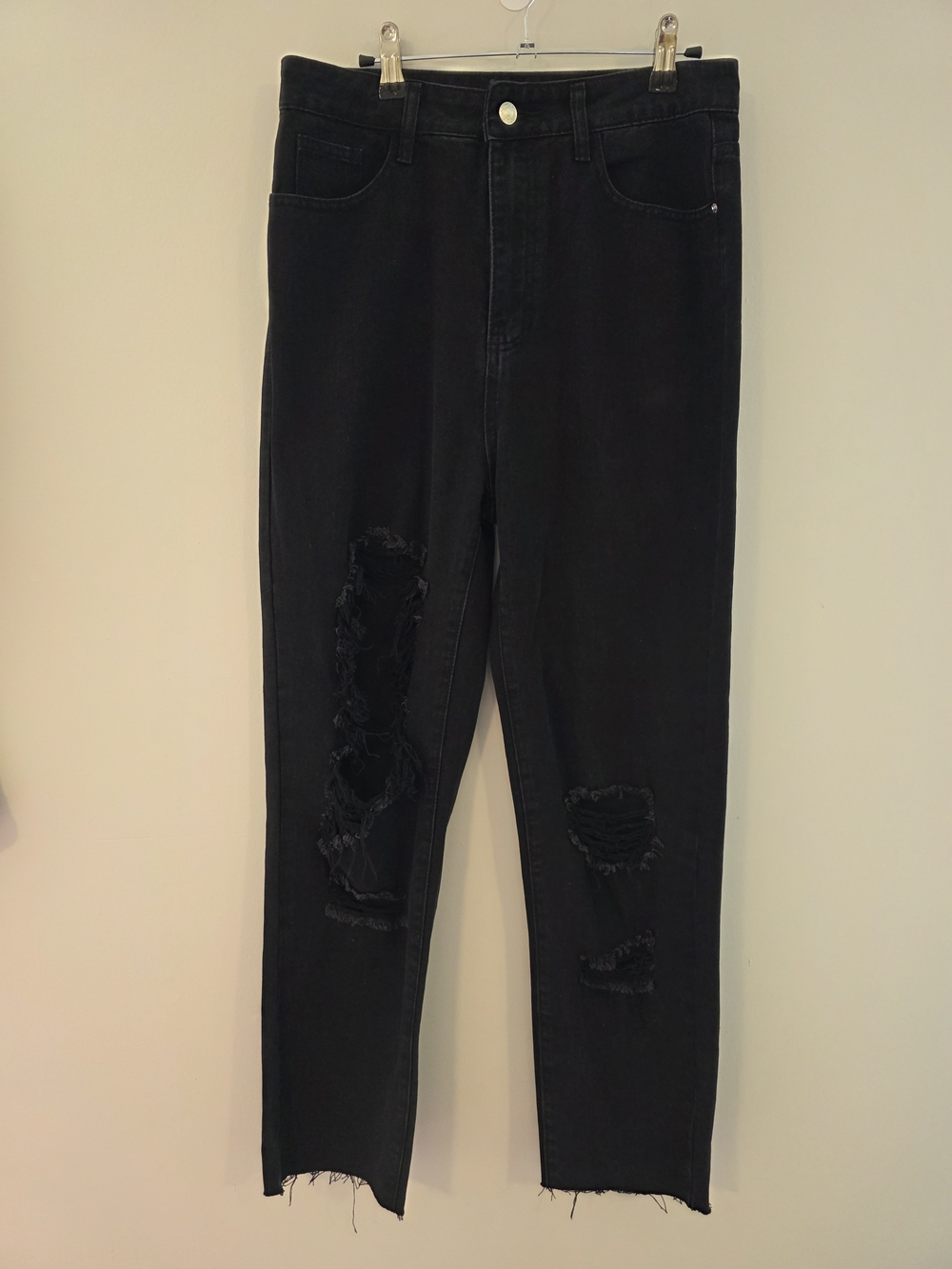 Black Distressed High-Rise Women's Jeans